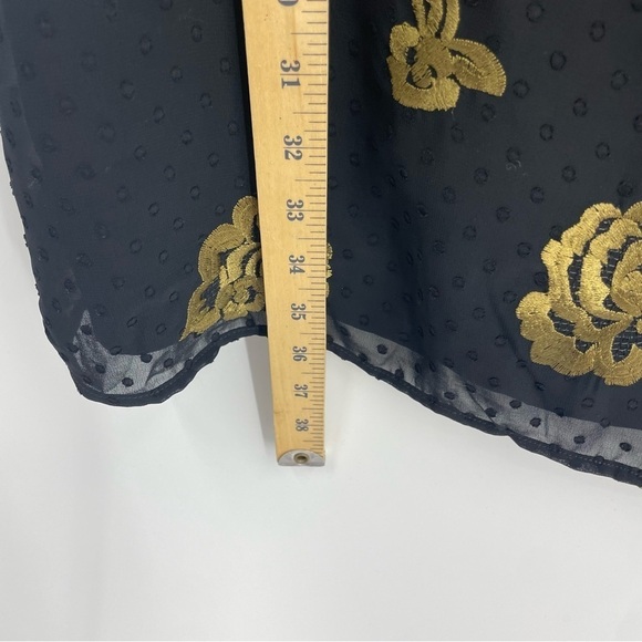 CAbi Swiss Dot Floral Style 3697 Occasion Dress black gold Sz S long sleeve - Picture 7 of 8